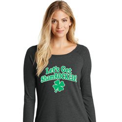 St Patricks Day Lets Get Shamrocked Ladies Tri Long Sleeve St Patricks Day Lets Get Shamrocked Ladies Tri Long Sleeve