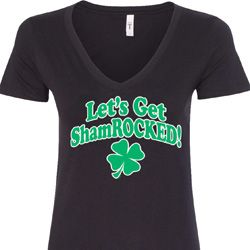 St Patricks Day Lets Get Shamrocked Ladies V-Neck St Patricks Day Lets Get Shamrocked Ladies V-Neck