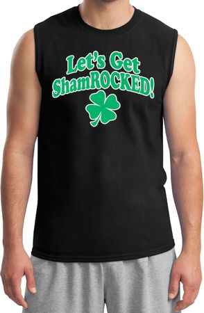St Patricks Day Lets Get Shamrocked Muscle Shirt