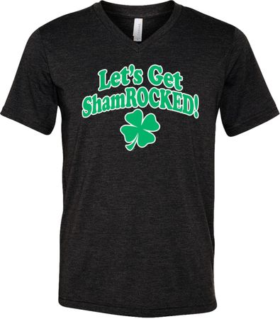 St Patricks Day Lets Get Shamrocked Tri Blend V-neck