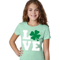 St Patricks Day Love Shamrock Girls T-shirt