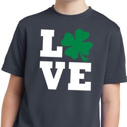 St Patricks Day Love Shamrock Kids Dry Wicking T-shirt