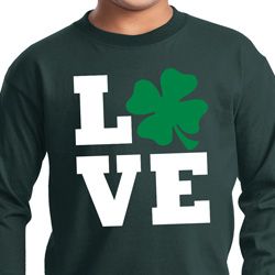 St Patricks Day Love Shamrock Kids Long Sleeve