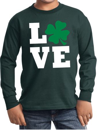 St Patricks Day Love Shamrock Kids Long Sleeve