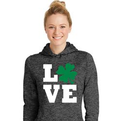 St Patricks Day Love Shamrock Ladies Dry Wicking Hoodie St Patricks Day Love Shamrock Ladies Dry Wicking Hoodie