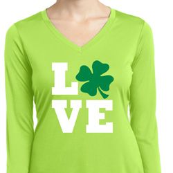 St Patricks Day Love Shamrock Ladies Dry Wicking Long Sleeve St Patricks Day Love Shamrock Ladies Dry Wicking Long Sleeve