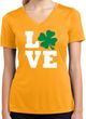 St Patricks Day Love Shamrock Ladies Dry Wicking V-neck