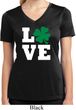 St Patricks Day Love Shamrock Ladies Dry Wicking V-neck