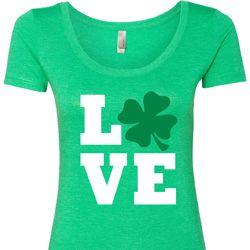St Patricks Day Love Shamrock Ladies Scoop Neck St Patricks Day Love Shamrock Ladies Scoop Neck