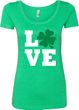 St Patricks Day Love Shamrock Ladies Scoop Neck
