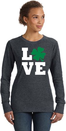 St Patricks Day Love Shamrock Ladies Sweatshirt