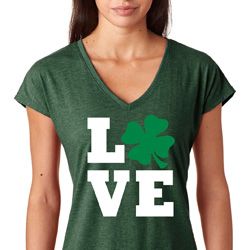St Patricks Day Love Shamrock Ladies Tri Blend V-neck St Patricks Day Love Shamrock Ladies Tri Blend V-neck
