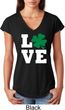 St Patricks Day Love Shamrock Ladies Tri Blend V-neck