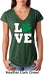 St Patricks Day Love Shamrock Ladies Tri Blend V-neck