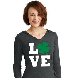 St Patricks Day Love Shamrock Ladies Tri Hoodie St Patricks Day Love Shamrock Ladies Tri Hoodie