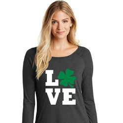 St Patricks Day Love Shamrock Ladies Tri Long Sleeve St Patricks Day Love Shamrock Ladies Tri Long Sleeve