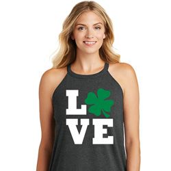 St Patricks Day Love Shamrock Ladies Tri Rocker Tank Top St Patricks Day Love Shamrock Ladies Tri Rocker Tank Top