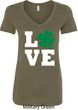 St Patricks Day Love Shamrock Ladies V-Neck