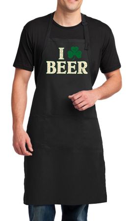 St Patricks Day Mens Apron I Love Beer Full Length Apron with Pockets