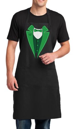 St Patricks Day Mens Apron Irish Tuxedo Full Length Apron with Pockets