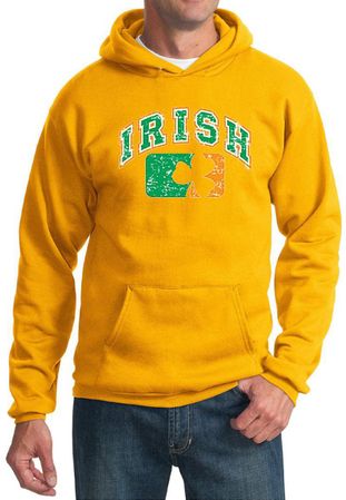 St Patricks Day Mens Hoodie Distressed Irish Shamrock Hoody