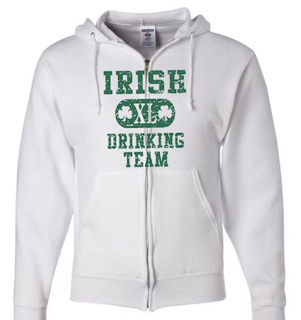 St Patricks Day Mens Hoodie Irish Drinking Team Full Zip Hoody