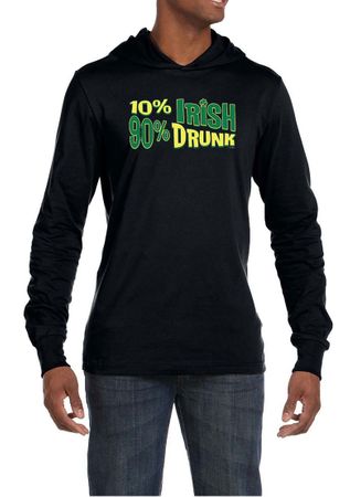 St Patricks Day Mens Shirt 10% Irish 90% Drunk Lightweight Hoodie Tee