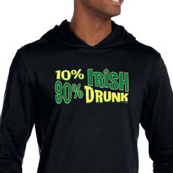 St Patricks Day Mens Shirt 10% Irish 90% Drunk Lightweight Hoodie Tee