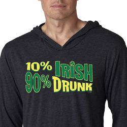 St Patricks Day Mens Shirt 10% Irish 90% Drunk Lightweight Hoodie Tee