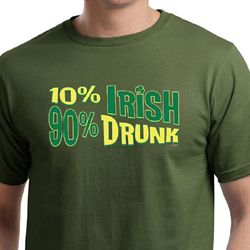St Patricks Day Mens Shirt 10% Irish 90% Drunk Organic Tee T-Shirt
