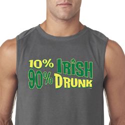 St Patricks Day Mens Shirt 10% Irish 90% Drunk Sleeveless Tee T-Shirt
