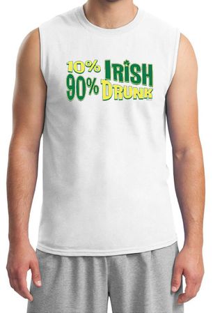 St Patricks Day Mens Shirt 10% Irish 90% Muscle Tee T-Shirt