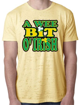 St Patricks Day Mens Shirt A Wee Bit Irish Shamrock Burnout Tee