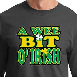 St Patricks Day Mens Shirt A Wee Bit Irish Shamrock Long Sleeve Tee St Patricks Day Mens Shirt A Wee Bit Irish Shamrock Long Sleeve Tee
