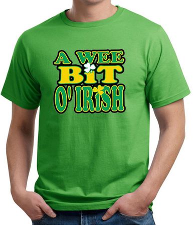 St Patricks Day Mens Shirt A Wee Bit Irish Shamrock Organic Tee