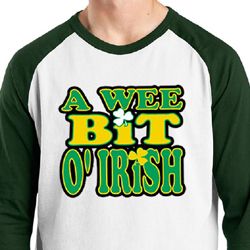 St Patricks Day Mens Shirt A Wee Bit Irish Shamrock Raglan Tee T-Shirt St Patricks Day Mens Shirt A Wee Bit Irish Shamrock Raglan Tee T-Shirt