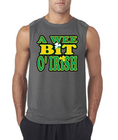 St Patricks Day Mens Shirt A Wee Bit Irish Shamrock Sleeveless Tee