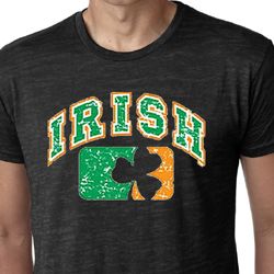 St Patricks Day Mens Shirt Distressed Irish Shamrock Burnout Tee St Patricks Day Mens Shirt Distressed Irish Shamrock Burnout Tee