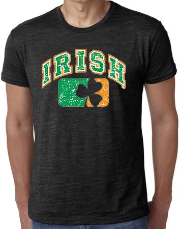 St Patricks Day Mens Shirt Distressed Irish Shamrock Burnout Tee