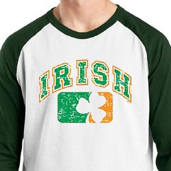 St Patricks Day Mens Shirt Distressed Irish Shamrock Raglan Tee St Patricks Day Mens Shirt Distressed Irish Shamrock Raglan Tee