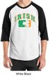 St Patricks Day Mens Shirt Distressed Irish Shamrock Raglan Tee