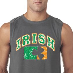 St Patricks Day Mens Shirt Distressed Irish Shamrock Sleeveless Tee St Patricks Day Mens Shirt Distressed Irish Shamrock Sleeveless Tee