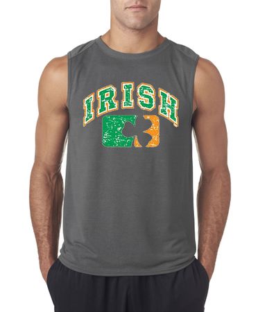 St Patricks Day Mens Shirt Distressed Irish Shamrock Sleeveless Tee