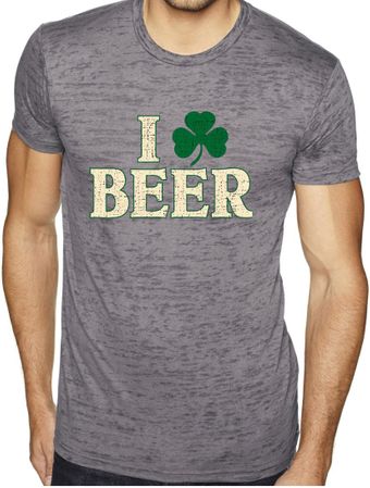 St Patricks Day Mens Shirt I Love Beer Burnout Tee T-Shirt