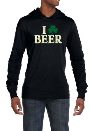 St Patricks Day Mens Shirt I Love Beer Lightweight Hoodie Tee T-Shirt