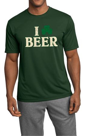 St Patricks Day Mens Shirt I Love Beer Moisture Wicking Tee T-Shirt