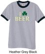 St Patricks Day Mens Shirt I Love Beer Ringer Tee T-Shirt