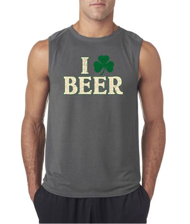 St Patricks Day Mens Shirt I Love Beer Sleeveless Tee T-Shirt