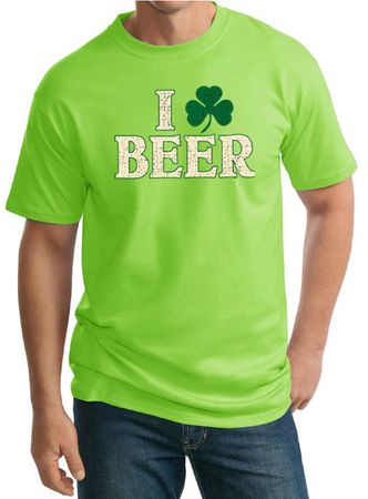 St Patricks Day Mens Shirt I Love Beer Tall Tee T-Shirt