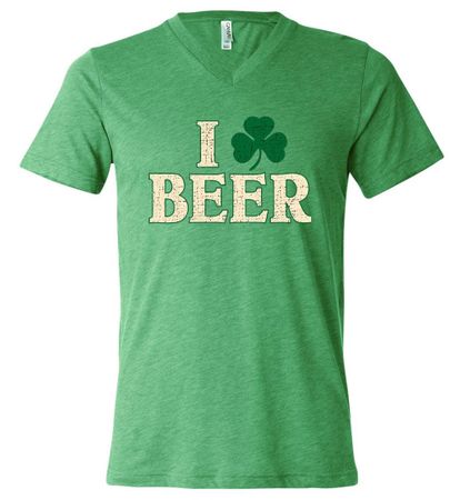 St Patricks Day Mens Shirt I Love Beer Tri Blend V-neck Tee T-Shirt